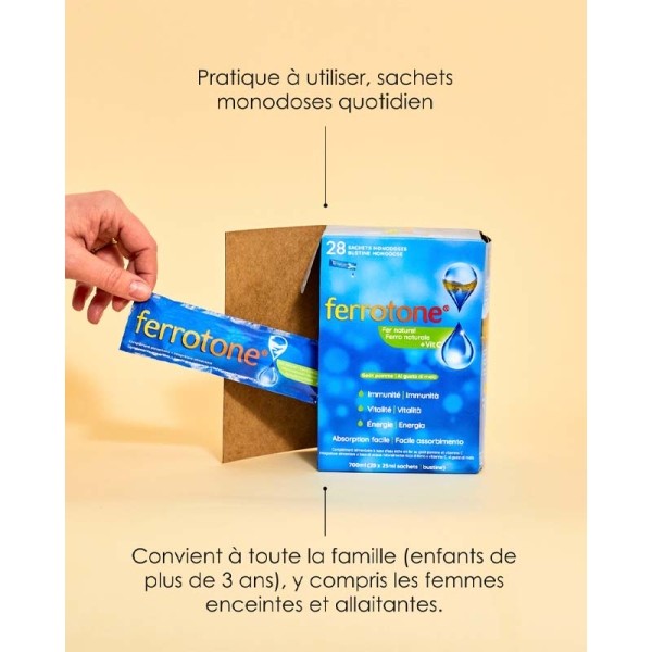 Ferrotone Vitamine C à la pomme sachets