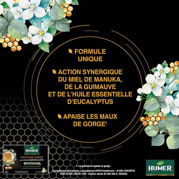Humer Pastilles Gorge au miel Manuka