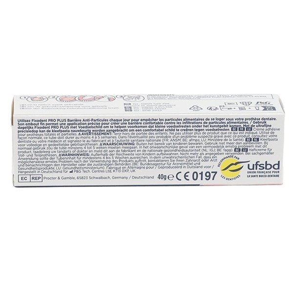 Fixodent Pro Plus Crème adhésive anti-particules