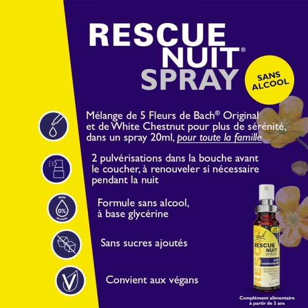 Fleurs de Bach Rescue Nuit Spray sans alcool