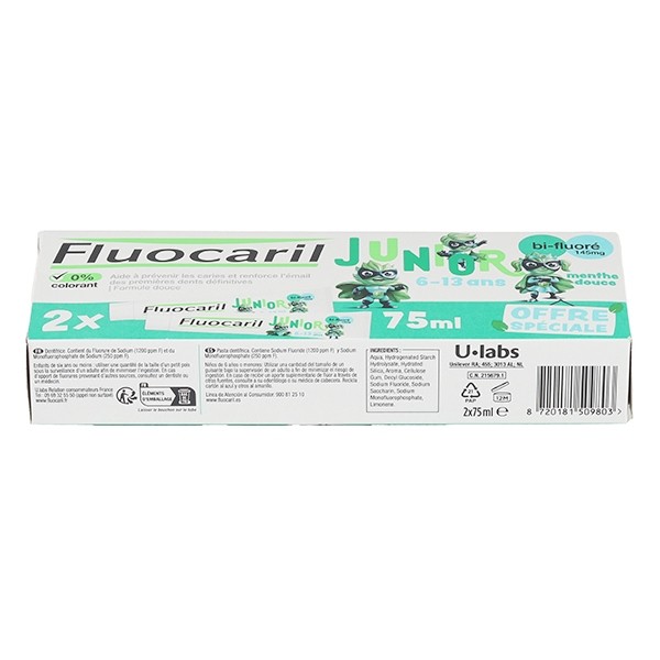 Fluocaril Junior dentifrice Menthe douce 6-13 ans