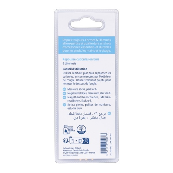 Formes et Flammes repousse cuticules 6 bâtonnets