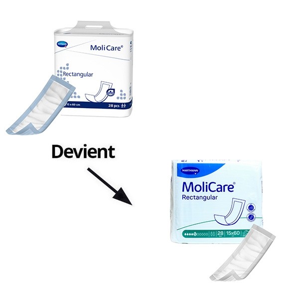 Molicare Rectangular couche droite traversable 5 gouttes