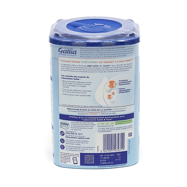 Gallia Bébé Expert AC transit Lait 1er âge