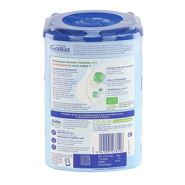 Gallia Calisma Croissance Lait 3ème âge Bio