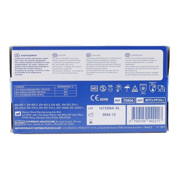 Gant latex  non poudré boite de 100