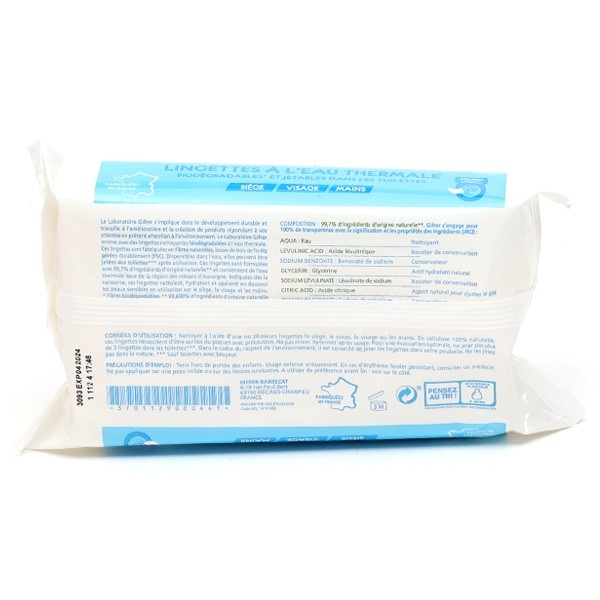 Gifrer Lingettes biodégradables à l'eau thermale d'Auvergne