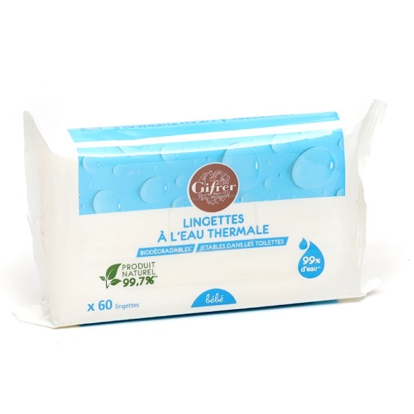 Gifrer Lingettes biodégradables à l'eau thermale d'Auvergne