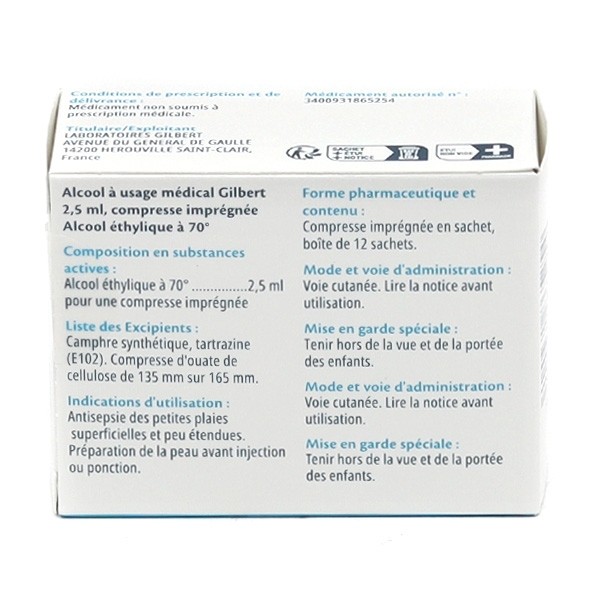 Gilbert compresse d'alcool