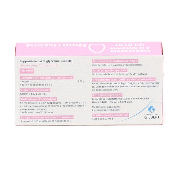 Suppositoire glycérine nourrisson Gilbert
