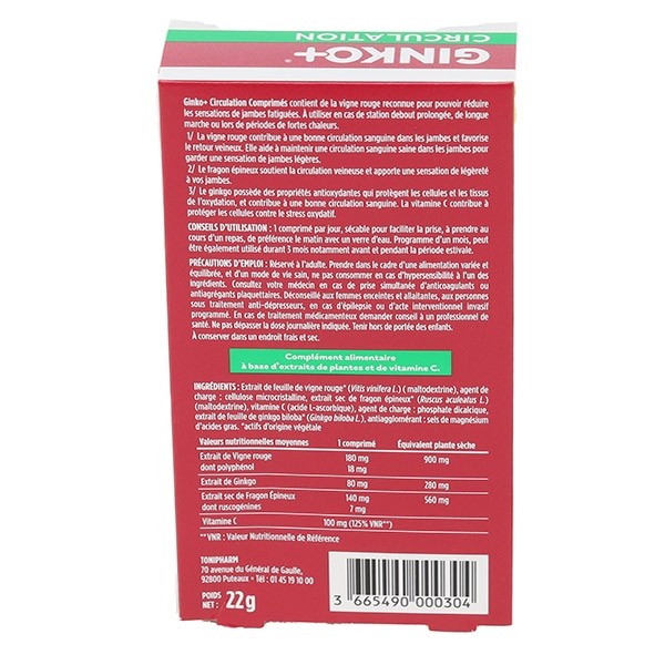 Ginko+ Circulation Jambes légères comprimés