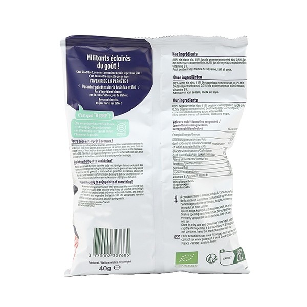 Good Goût Mini-galettes de Riz Myrtille Bio