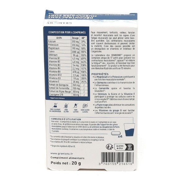 Granions Décontractant musculaire fort comprimés