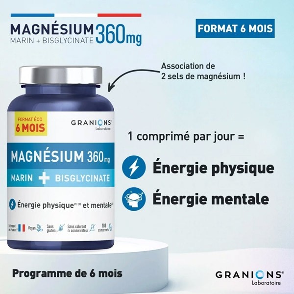 Granions Magnésium Marin + Bisglycinate 360 mg comprimés