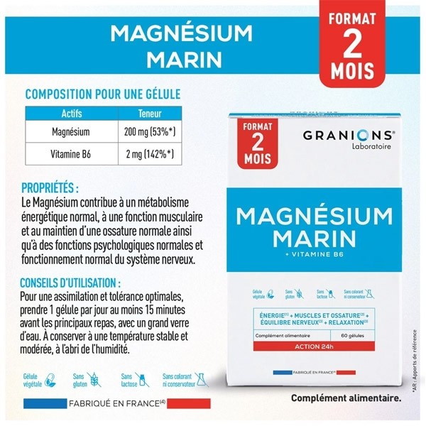 Granions Magnésium marin 200 mg gélules