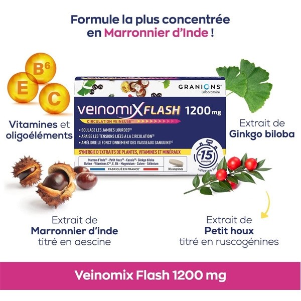 Granions Veinomix Flash 1200 mg comprimés