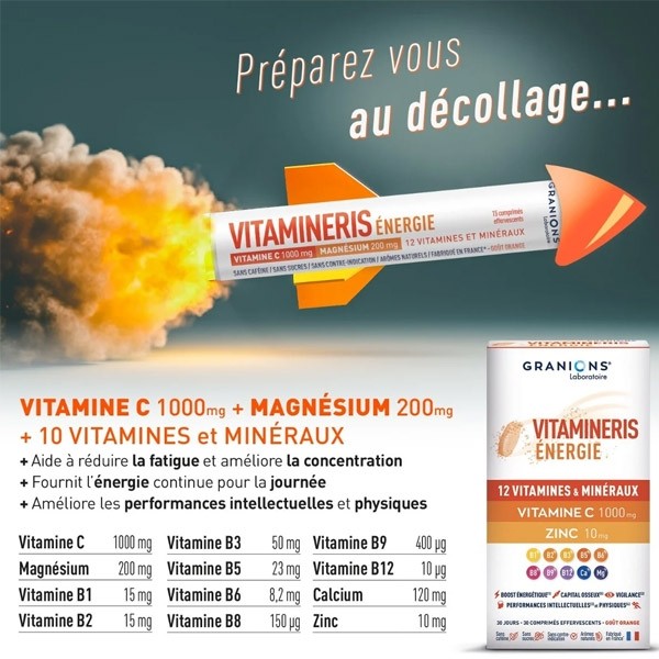 Granions Vitamineris Energie comprimés effervescents