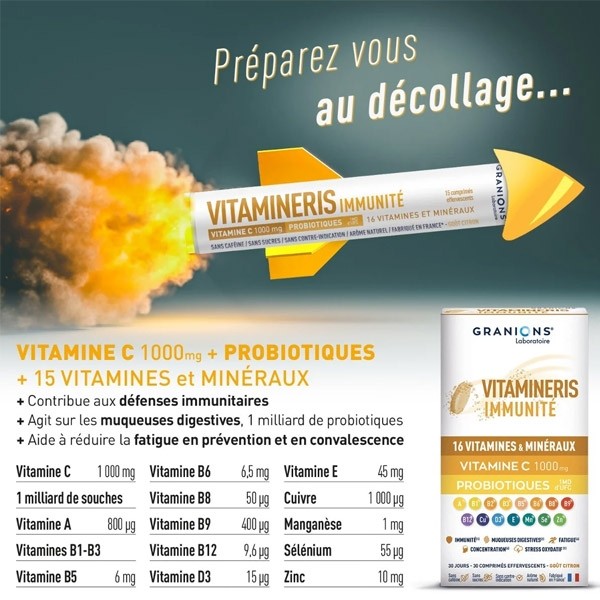 Granions Vitamineris Immunité comprimés effervescents