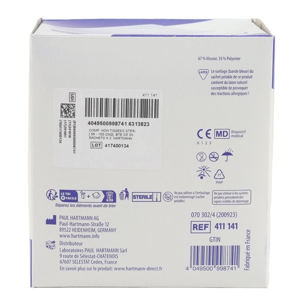 Medicomp compresses non tissées stériles 7,5 x 7,5 cm
