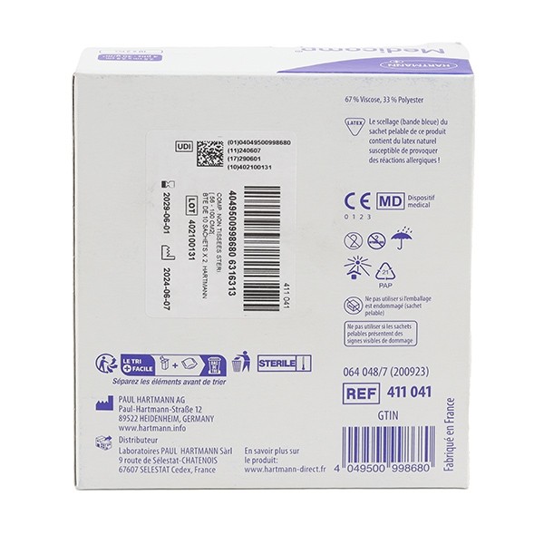 Medicomp compresses non tissées stériles 7,5 x 7,5 cm