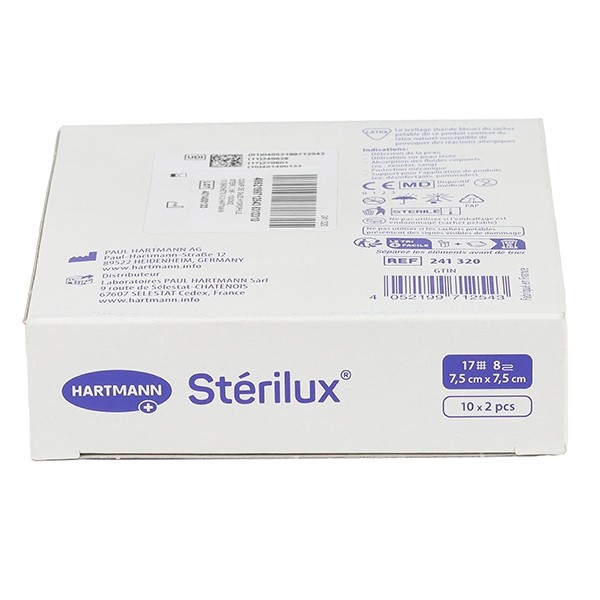 Stérilux compresse de gaze 7,5 cm x 7,5 cm