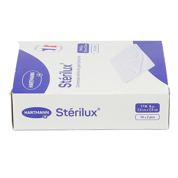 Stérilux compresse de gaze 7,5 cm x 7,5 cm