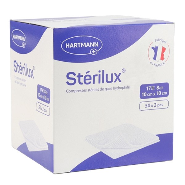 Stérilux compresse de gaze 10 cm x 10 cm
