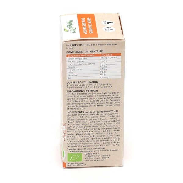 Herbalgem sirop des Chantres Bio