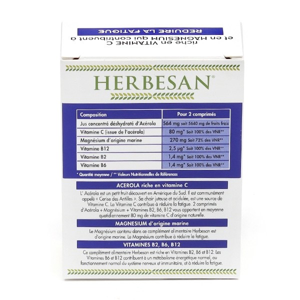 Herbesan Acérola+ Magnésium et Vitamines comprimés à croquer