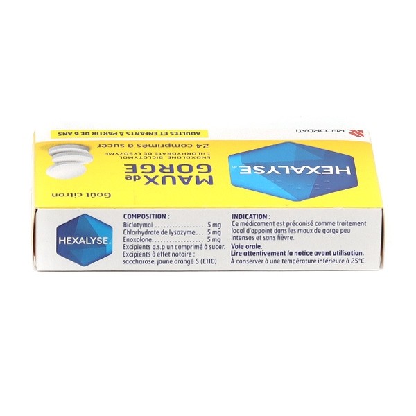 Hexalyse comprimé à sucer contre les maux de gorge