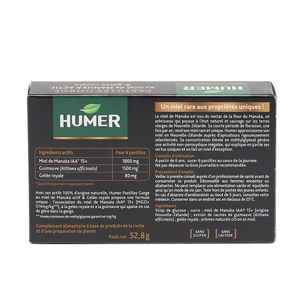 Humer Pastilles Gorge au miel Manuka et Gelée royale