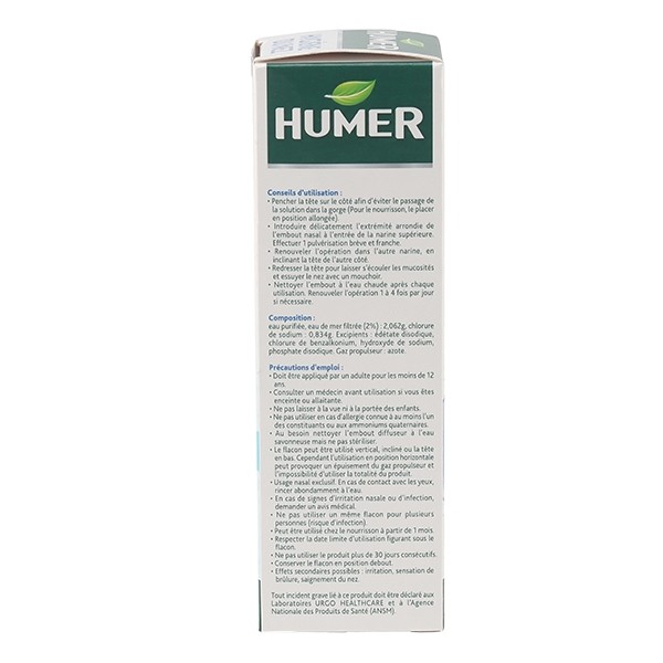 Humer hygiène du nez solution saline spray nasal