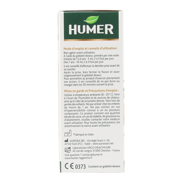 Humer sirop toux et irritation