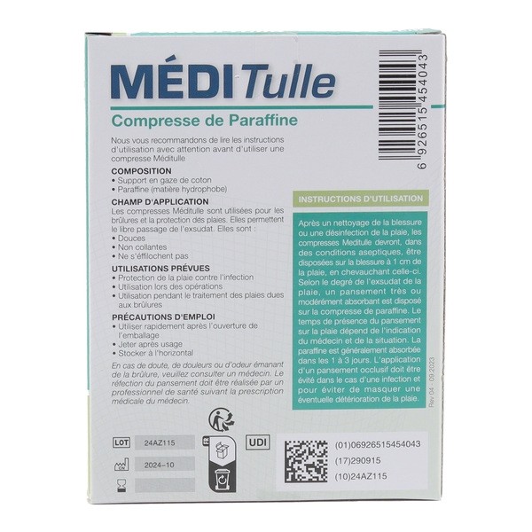 Méditulle tulle gras 10 compresses paraffinées