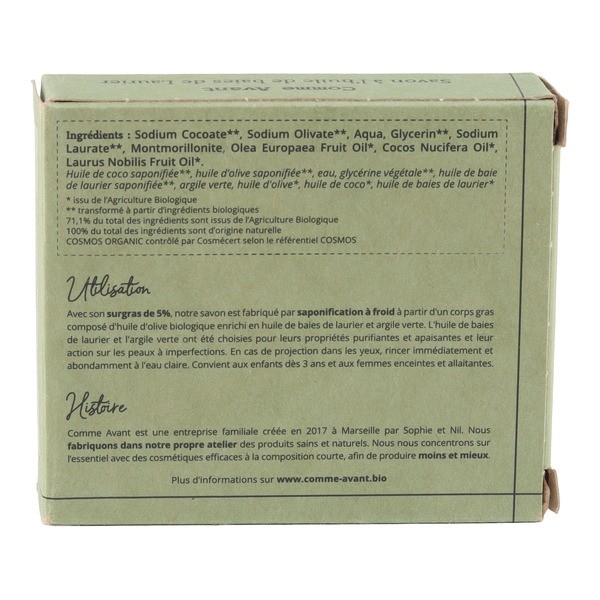 Comme Avant Savon à l'huile de baies de laurier Bio
