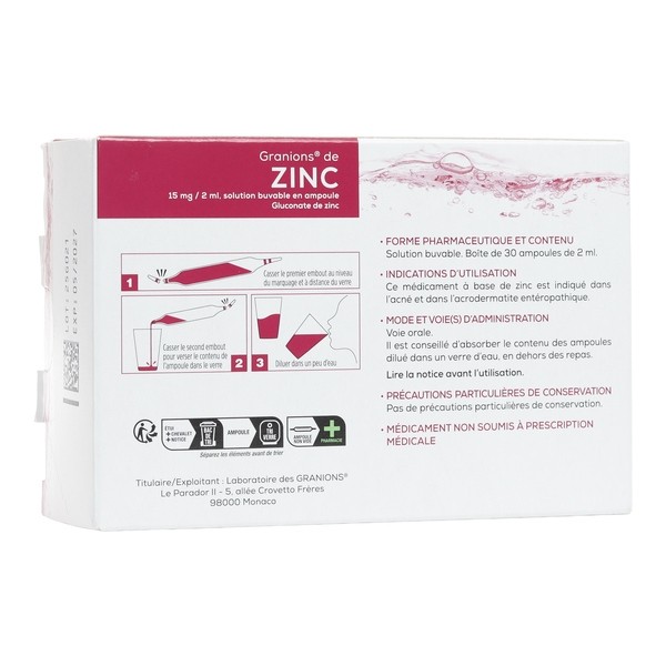 Granions de Zinc ampoules