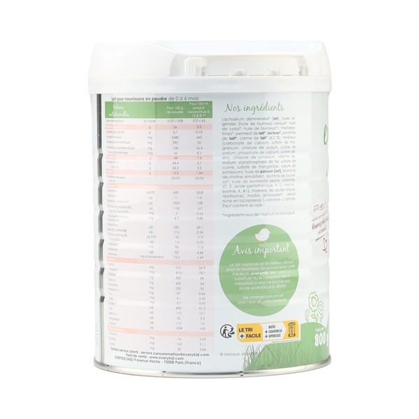 Everymilk lait 1er âge bio