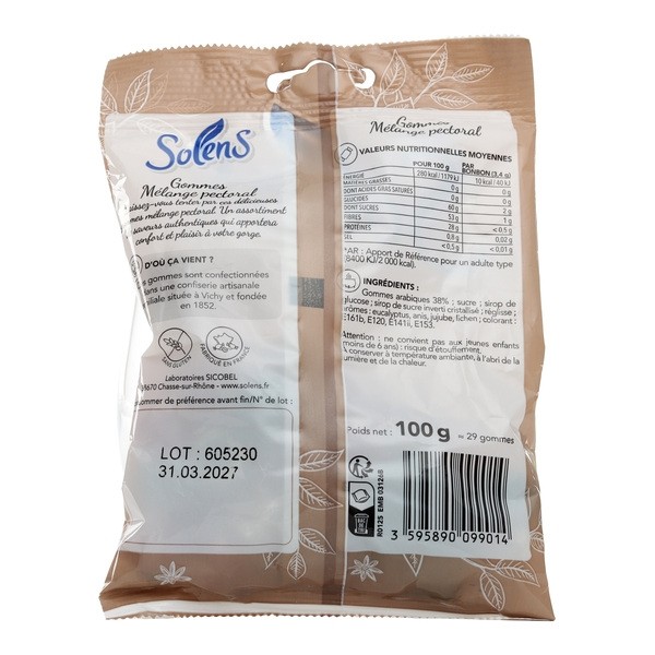 Solens gommes mélange pectoral