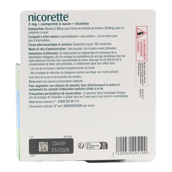 Nicorette 2 mg menthe intense comprimé