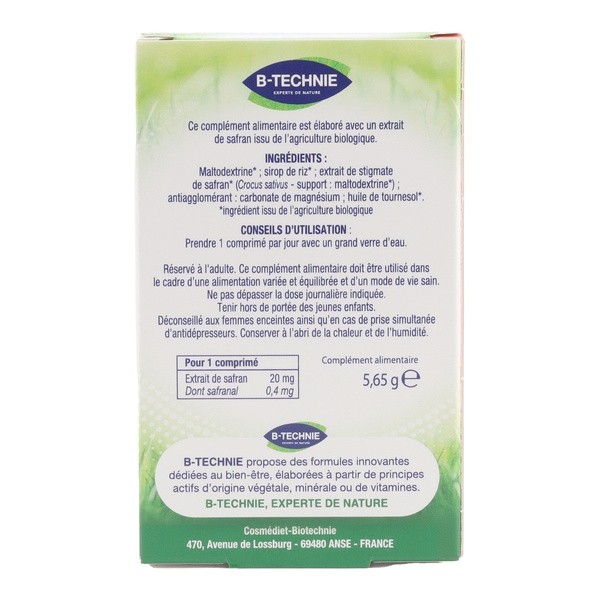 Biotechnie Safran bio comprimés