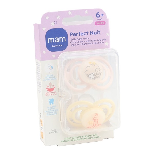 MAM sucette anatomique silicone +6 mois Perfect Nuit