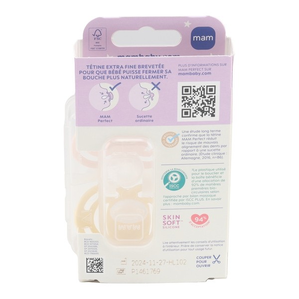 MAM sucette anatomique silicone +6 mois Perfect Nuit