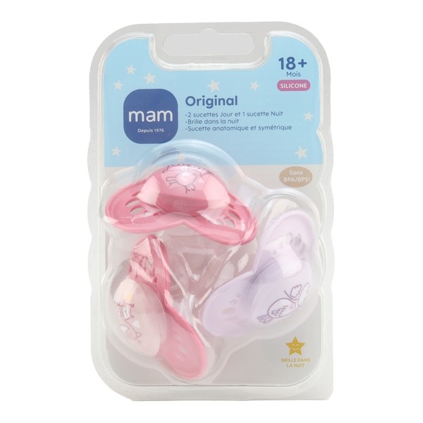 MAM Original trio sucettes symétriques silicone +18 mois