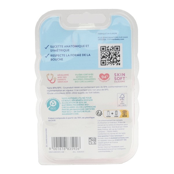 MAM Original trio sucettes symétriques silicone +18 mois