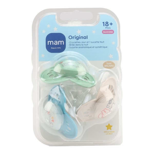 MAM Original trio sucettes symétriques silicone +18 mois