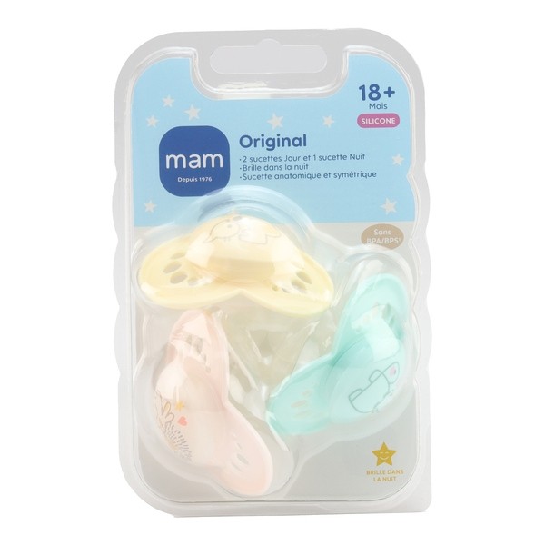 MAM Original trio sucettes symétriques silicone +18 mois