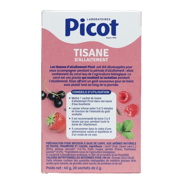 Picot tisane d'allaitement saveur Fruits rouges bio sachets