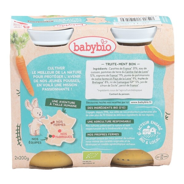 Babybio Petits Pots bébé Carotte Potimarron Truite