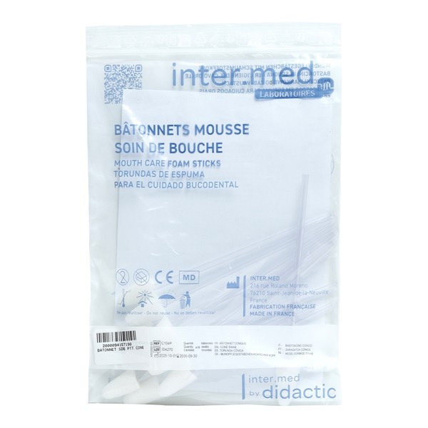 Bâtonnets soins de bouche petit modèle cône en mousse