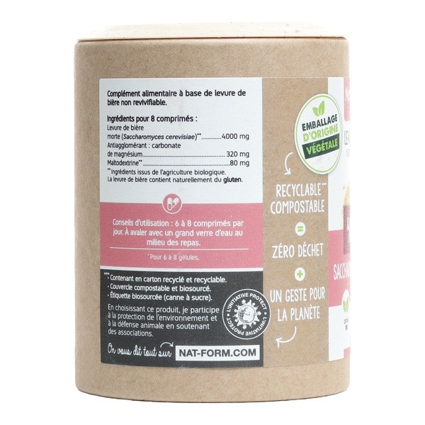 Nat et Form Ecoresponsable Levure de bière non revivifiable Bio comprimés